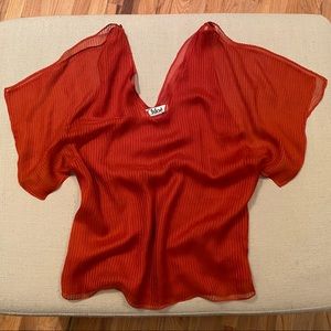 Chloe Orange Sheer Sleeveless Blouse ~ Medium